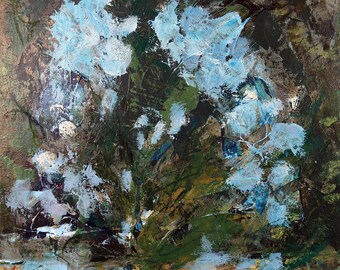 A Mixed Media acrylic floral painting, matted and ready to frame.