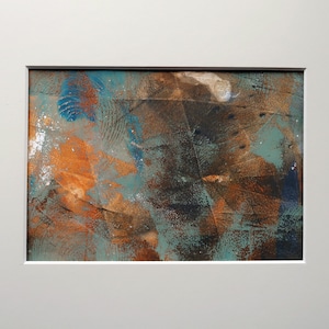 A small monoprint,&quot; Old Wall #1&quot;, matted and ready to frame.