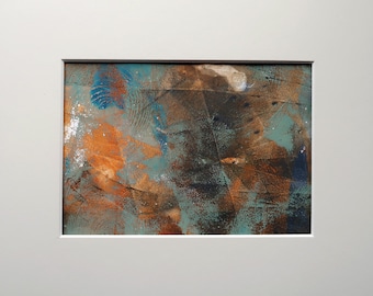 A small monoprint," Old Wall #1", matted and ready to frame.