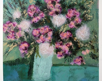 Unique acrylic still life Painting on heavy rough watercolor paper.
