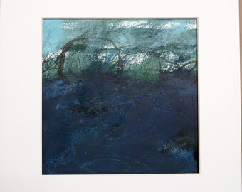 A small Lyrical Acrylic Painting, matted and ready to frame.