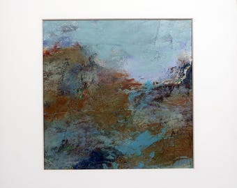Small Acrylic Landscape Painting, matted and ready to Frame.