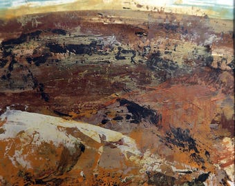 Acrylic Landscape Painting, "Autumn Barrens II", matted and ready to frame.
