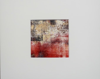A small unique mono-print, matted and ready to frame.