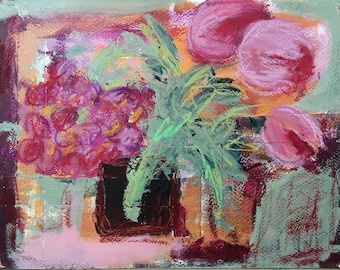 A Mixed Media Acrylic painting, matted and ready to frame.