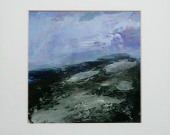 A small poetic Landscape Painting, Matted and ready to Frame