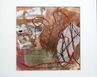 One of a kind Mono-print, matted and ready to Frame