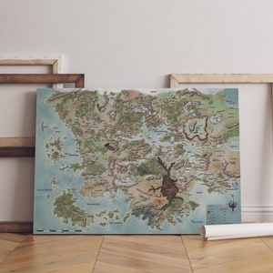 Dungeons & Dragons-kaartposter | Vergeten rijken | Opgerolde canvasafdruk