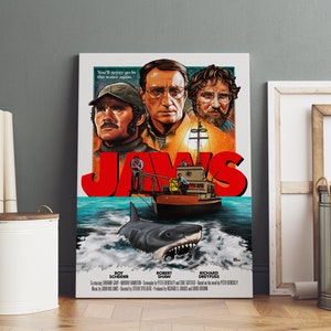 Jaws Poster | Jaws Movie Canvas | Rolled Canvas Print | Movie Room Gift