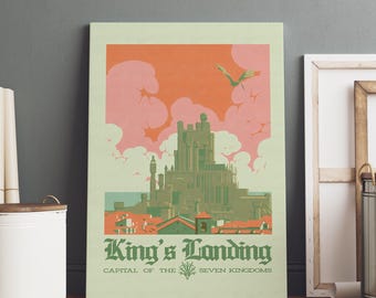 Póster de Juego de Tronos / Desembarco del Rey / Impresión en lienzo enrollado