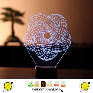 Laser Cut 3D Torus Spiral Acrylic Lamp Instant Download Vector Files Cdr Dxf Svg Ai Eps Pdf