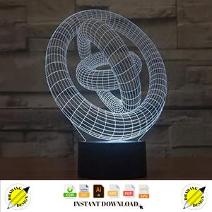Laser Cut 3D Ring Night Light Illusion Lamp Instant Download Vector Files Cdr Dxf Svg Ai Eps Pdf