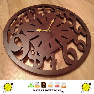 Laser Cut Unique Wooden Wall Clock Instant Download Vector Files Cdr Dxf Svg Ai Eps Pdf