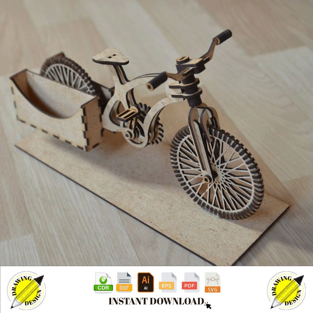 Laser Cut Bike Wooden Organizer A Bike 6mm Instant Download Vector ...