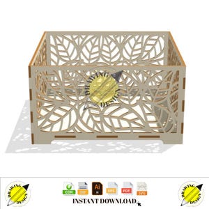 Laser geschnitten Holz Blumenkasten Wohnkultur 3 mm Sofort Download Vektor Dateien Cdr Dxf SVG Ai Eps Pdf