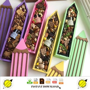 Laser Cut Pencil Candy Box Pencil Shaped Gift Box 4mm Instant Download Vector Files Cdr Dxf Svg Ai Eps Pdf