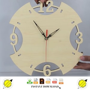 Laser Cut Elegant Wooden Wall Clock Instant Download Vector Files Cdr Dxf Svg Ai Eps Pdf