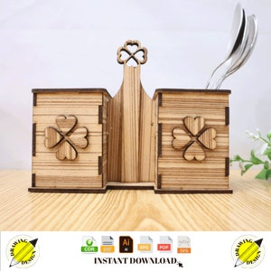 Laser Cut Wooden Cutlery Caddy 3mm Instant Download Vector Files Cdr Dxf Svg Ai Eps Pdf