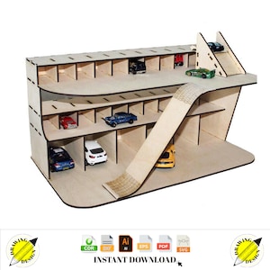 Laser Cut Wooden Toy Garage Cars Parking 3mm Instant Download Vector Files Cdr Dxf Svg Ai Eps Pdf