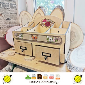 Laser Cut Cosmetics Jewelry Organizer Storage Box With Drawers 6mm Instant Download Vector Files Cdr Dxf Svg Ai Eps Pdf