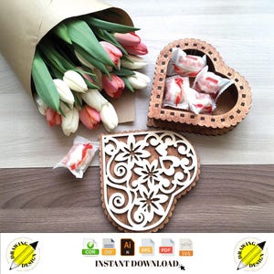 Laser Cut Heart Shaped Wooden Jewelry Box Instant Download Vector Files Cdr Dxf Svg Ai Eps Pdf