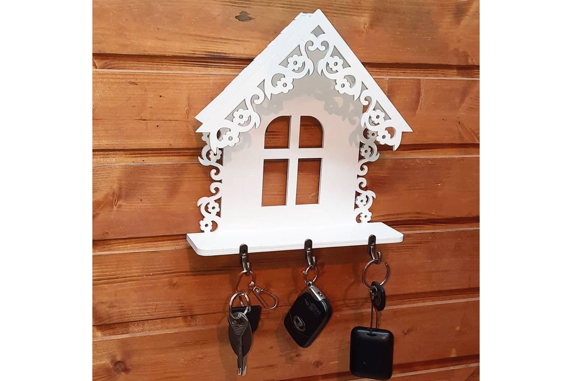 Laser Cut Decorative Key Holder With Shelf Instant Download Etsy