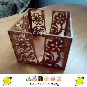 Laser Cut Serviettenhalter dekorative Tücher Box sofortiger Download Vektor Dateien Cdr Dxf SVG Ai Eps Pdf