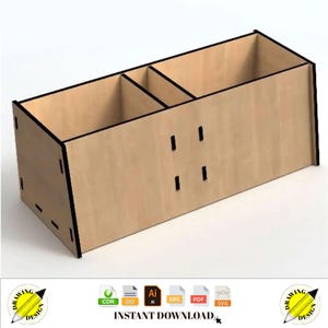 Laser Cut Wooden Simple Desk Organizer Storage Box 3mm Instant Download Vector Files Cdr Dxf Svg Ai Eps Pdf