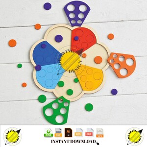Laser Cut Wooden Flower Toddler Shape Sorter Preschool Puzzle Toy 3mm Instant Download Vector Files Cdr Dxf Svg Ai Eps Pdf