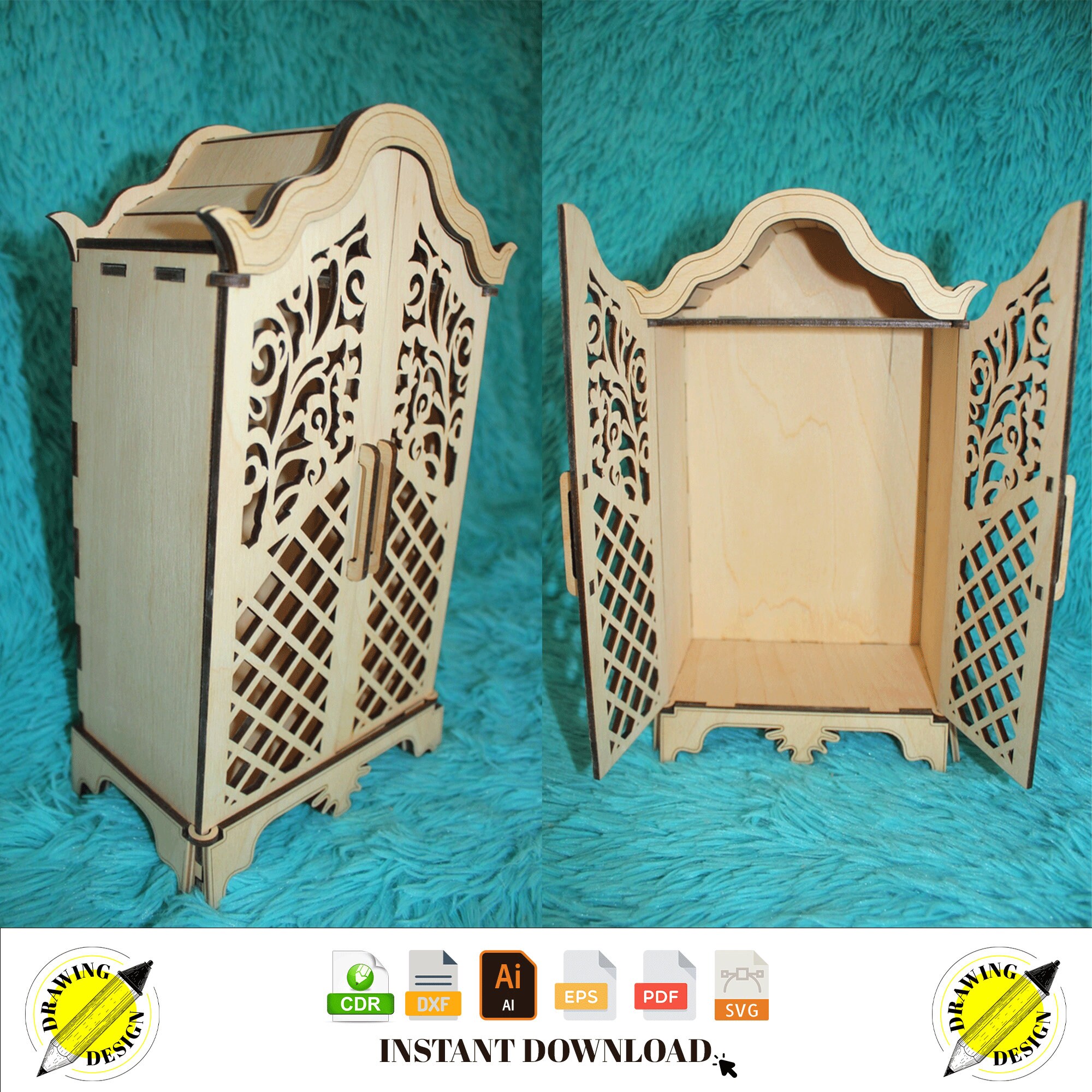 Laser Cut Kids Toy Cabinet Children Furniture Doll House Kids Toy House