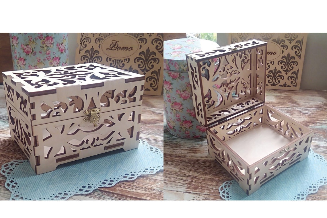 Laser Cut Wooden Decor Ring Box Instant Download Vector Files Etsy