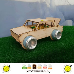 Laser Cut Car Shaped Soda Can Holder Party Decor Instant Download Vector Files Cdr Dxf Svg Ai Eps Pdf