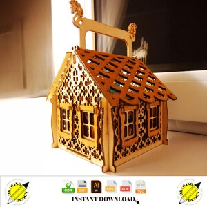 Laser Cut Christmas Candy House 3mm Instant Download Vector Files Cdr Dxf Svg Ai Eps Pdf