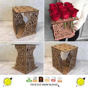 Laser Cut Decorative Tabletop Planter Test Tube Flower Stand Instant Download Vector Files Cdr Dxf Svg Ai Eps Pdf