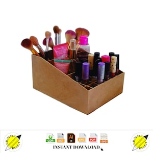 Laser Cut Makeup Organizer Desktop Cosmetics Storage Box Instant Download Vector Files Cdr Dxf Svg Ai Eps Pdf