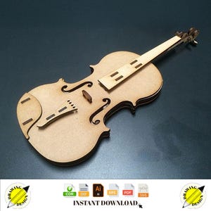 Laser Cut Violin Plywood Instant Download Vector Files Cdr Dxf Svg Ai Eps Pdf