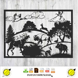 Laser Cut Wildlife Decorative Railing Panel Design Instant Download Vector Files Cdr Dxf Svg Ai Eps Pdf