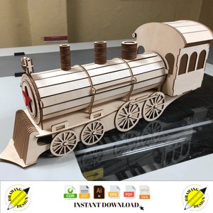 Laser Cut Steam Train Gift Box Instant Download Vector Files Cdr Dxf Svg Ai Eps Pdf