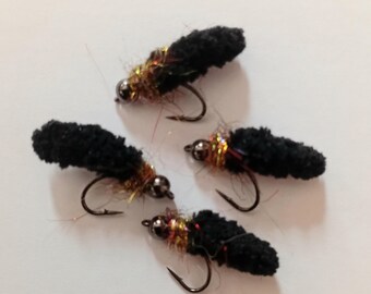 Schwarze Mop-Fliege. 4er Pack. Größe 10