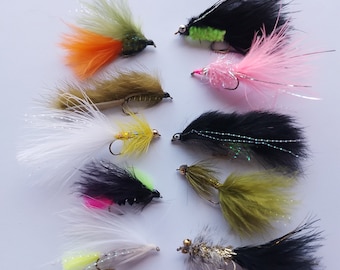 Trout/Bass Fishing Lure Fly Selection. 10 Named Hand Tied Patterns