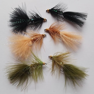 Wooly Bugger Streamer Fishing Fly Pack of 6.