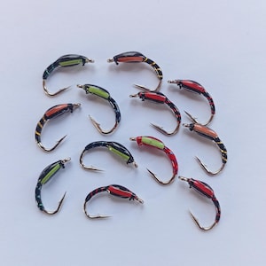 Epoxy Buzzers Per Pesca Alla Trota – 12 Pezzi, 3 Tipi (Sparkle, Olive, Black) Misura 14/16