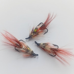 Silver Shrimp Salmon Flies. Pack of 3. Size 10 Treble.
