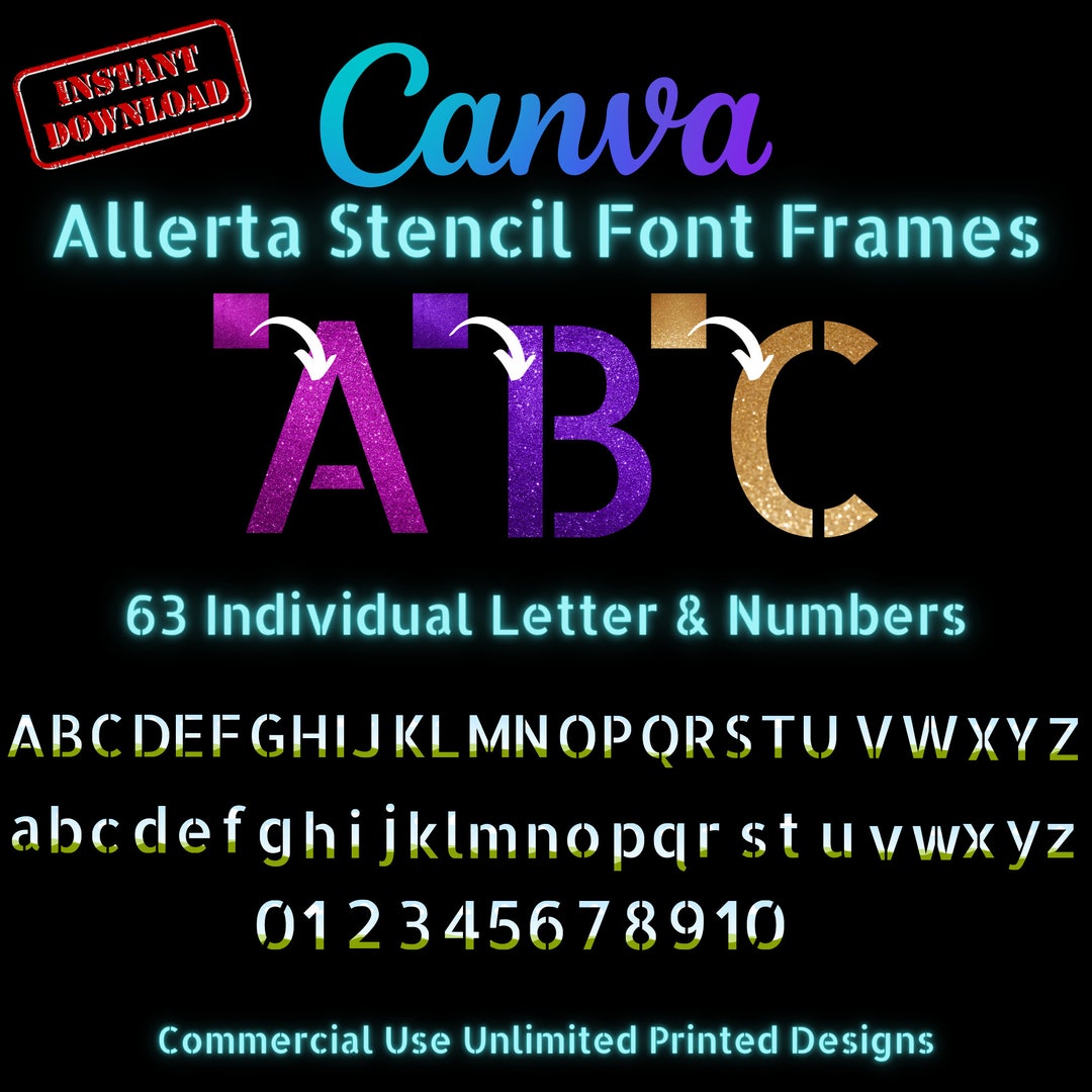Allerta Stencil Font Canva Frames Template Az Uppercase Lower Case and
