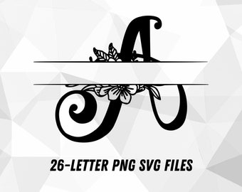 Zahiya Split Monogram SVG, PNG, PDF - 26-letter bundle