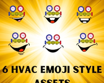 6 Hvac Emoji Style SVG PNG, PDF Bundle für Sticker Logos Blogs- Heizung und Kühlung, Heizung, Lüftung und Klimaanlage