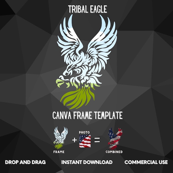 Tribal Eagle canva frame template commercial use and unlimited designs for logos stickers small business gifts