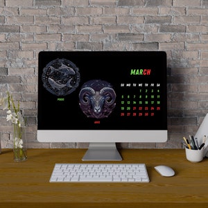 2023 Zodiac 12 Month Calander Desktop Wallpaper