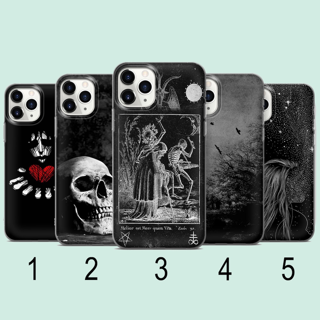 Dark Black Gothic Phone Case, Skeleton, Scull, Phone Case, Compatible
