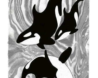 Impression orques provocateurs | Style Sumingashi, Art du Nord-Ouest du Pacifique